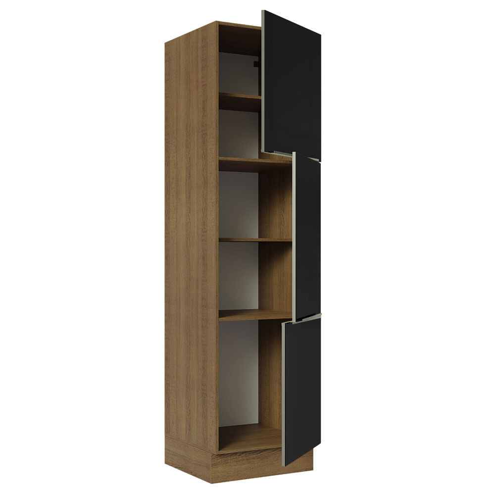 Paneleiro Madesa Lux 60 cm 3 Portas Rustic/Preto