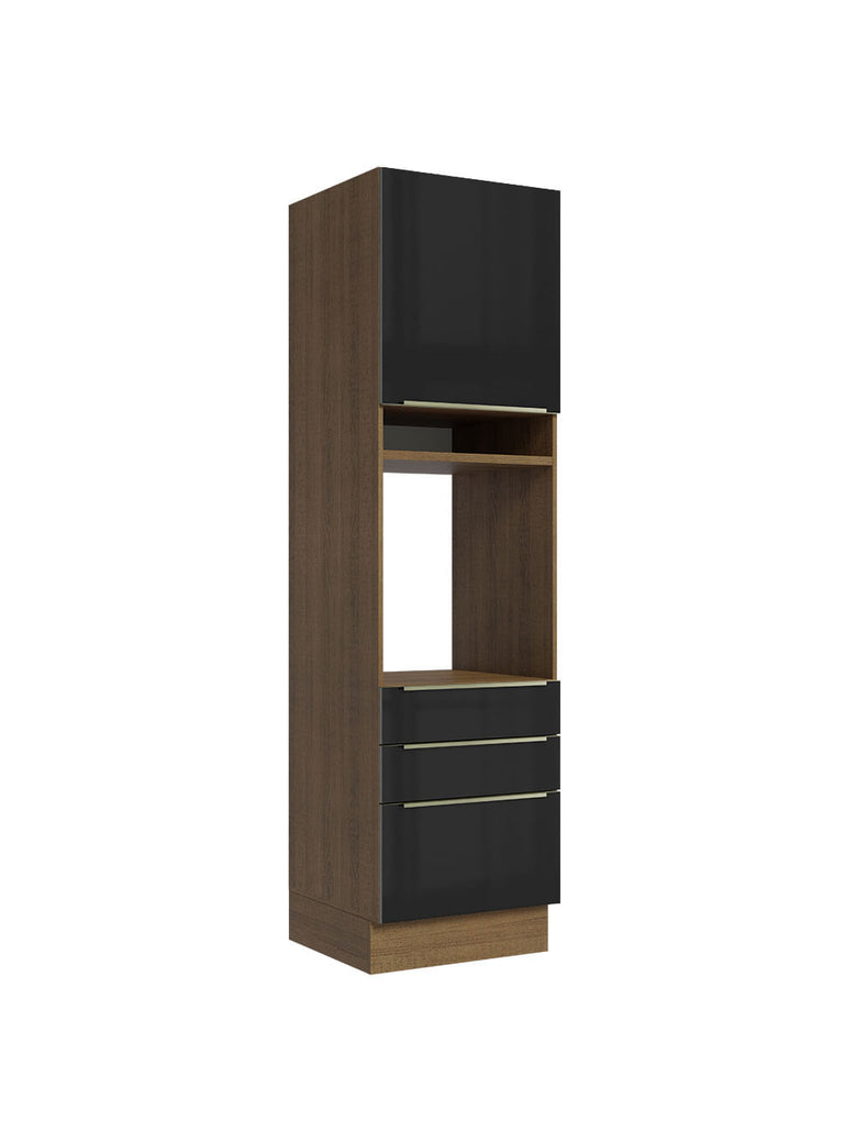 Torre Quente Madesa Lux 60 cm 1 Porta 3 Gavetas Rustic/Preto
