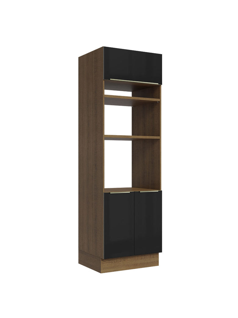 Torre Quente Madesa Lux 70 cm 3 Portas Rustic/Preto