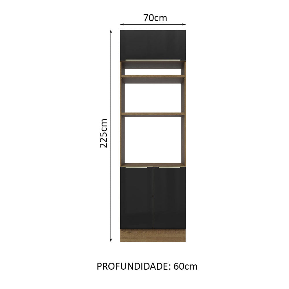Torre Quente Madesa Lux 70 cm 3 Portas Rustic/Preto - Rustic/Preto
