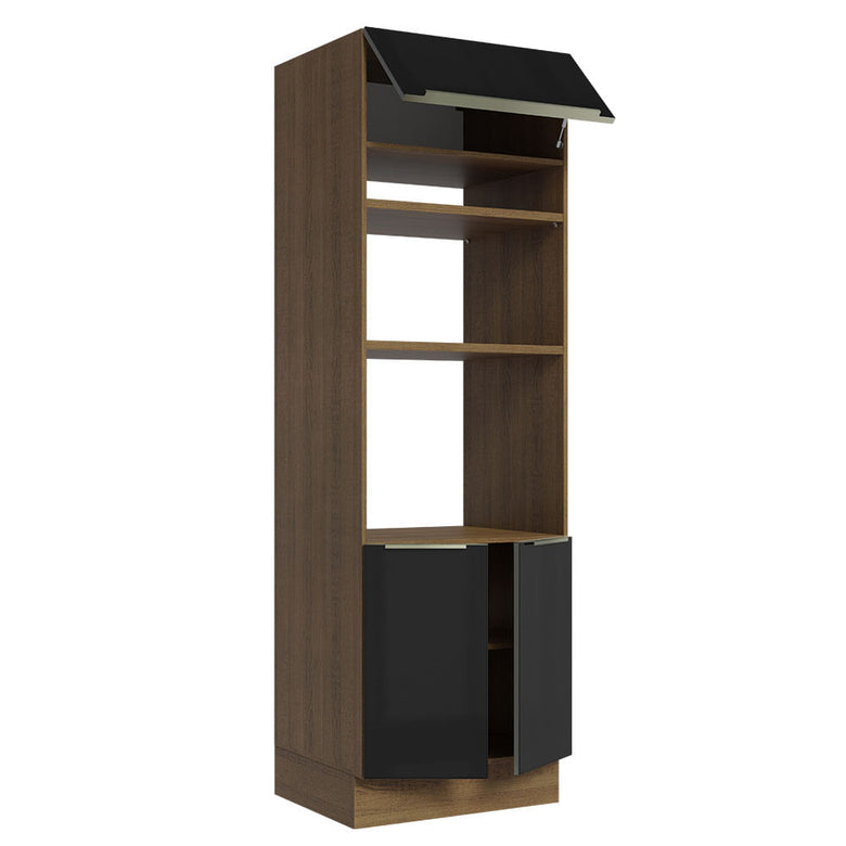 Torre Quente Madesa Lux 70 cm 3 Portas Rustic/Preto