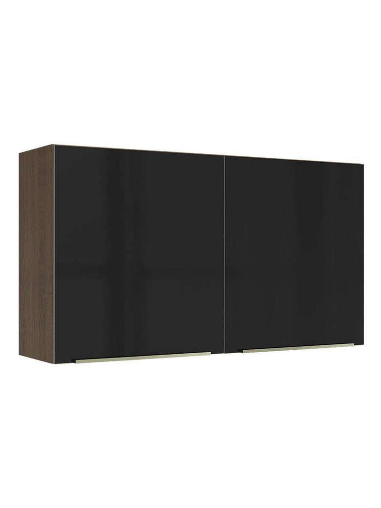 Armário Aéreo Madesa Lux 120 cm 2 Portas Rustic/Preto