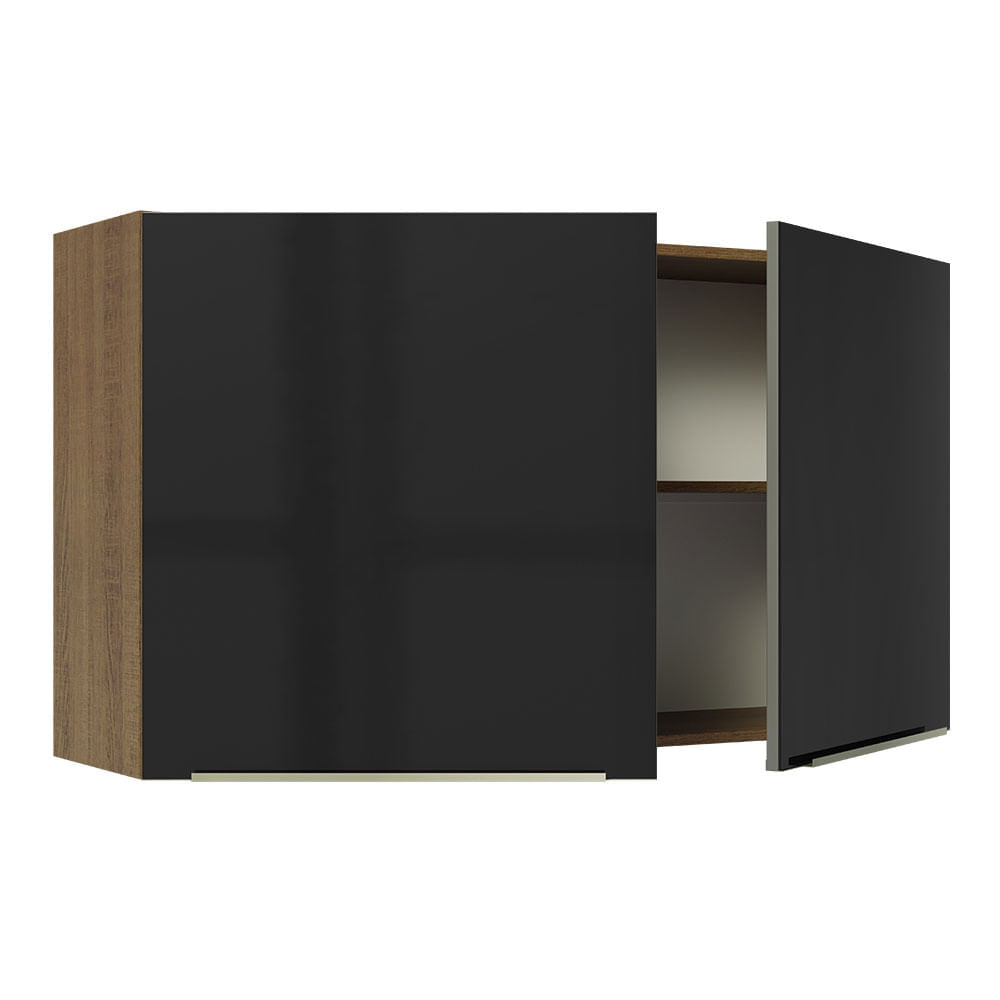 Armário Aéreo Madesa Lux 120 cm 2 Portas Rustic/Preto