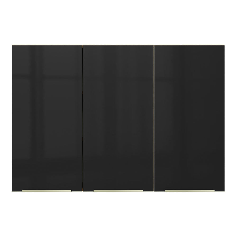 Armário Aéreo Madesa Lux 120 cm 3 Portas Rustic/Preto