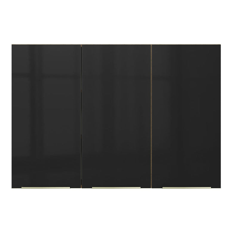 Armário Aéreo Madesa Lux 120 cm 3 Portas Rustic/Preto