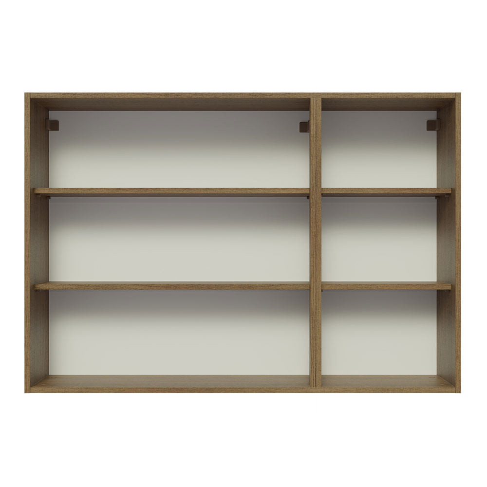 Armário Aéreo Madesa Lux 120 cm 3 Portas Rustic/Preto