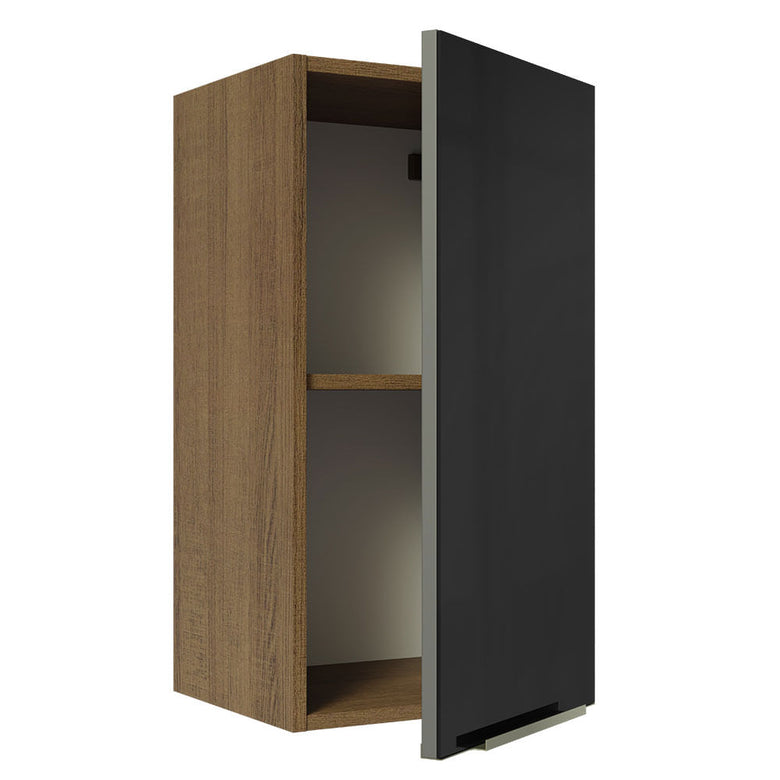 Armário Aéreo Madesa Lux 35 cm 1 Porta Rustic/Preto