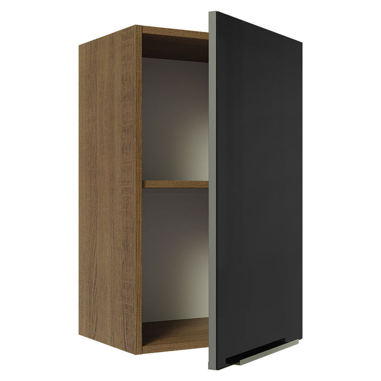 Armário Aéreo Madesa Lux 40 cm 1 Porta Rustic/Preto