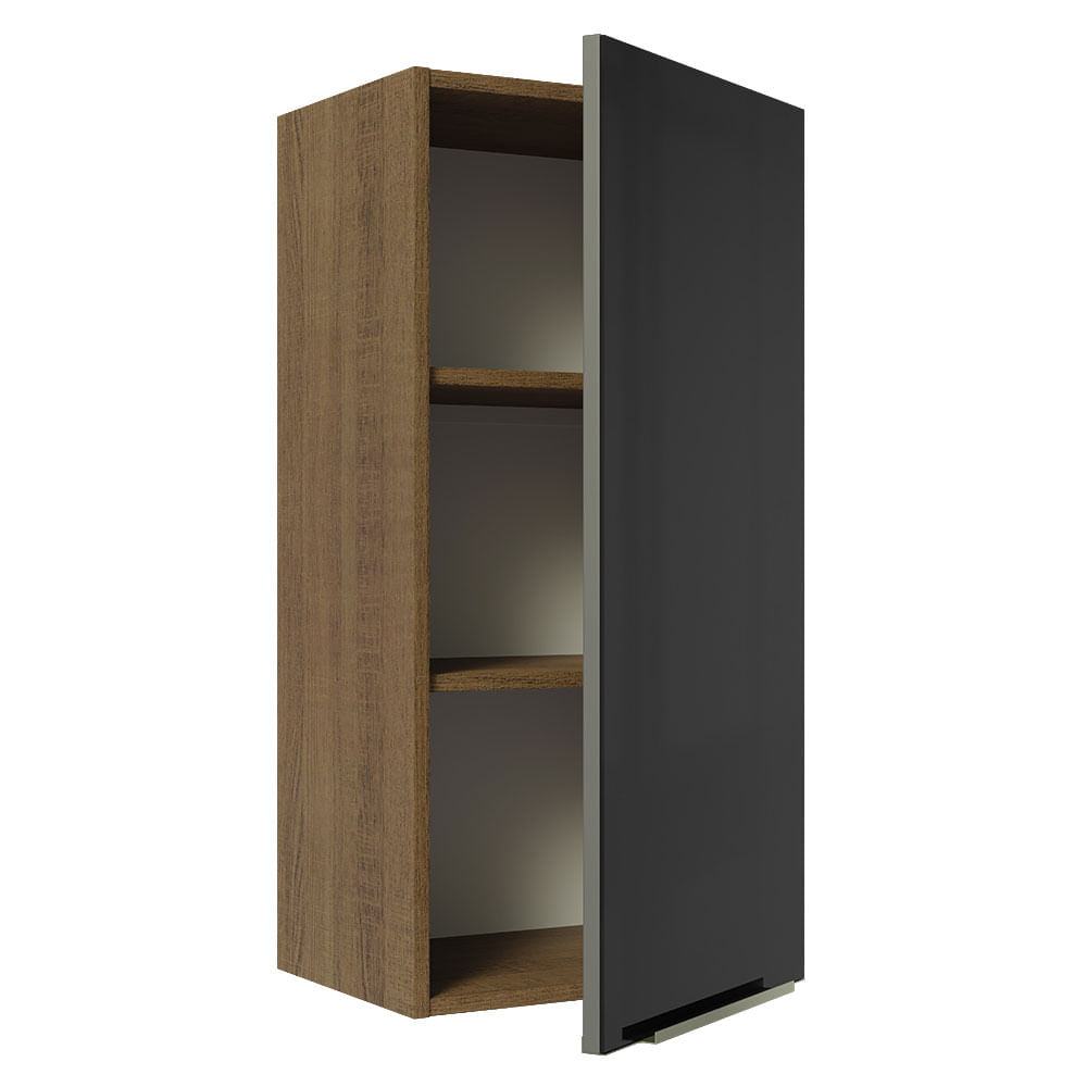 Armário Aéreo Madesa Lux 40 x 83 cm 1 Porta Rustic/Preto