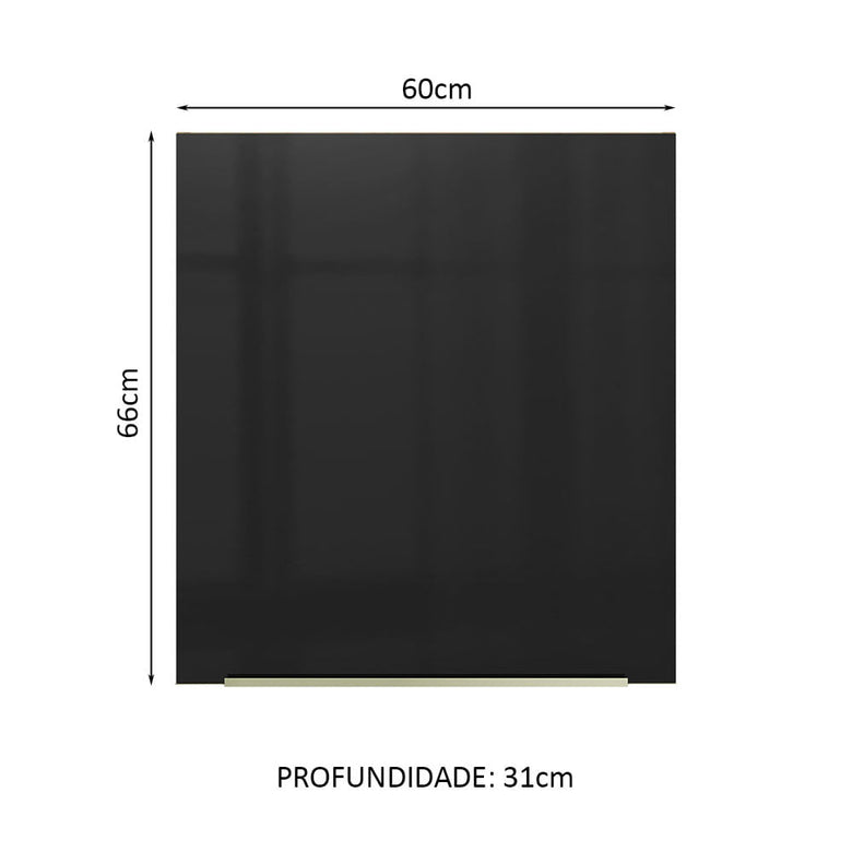 Armário Aéreo Madesa Lux 60 cm 1 Porta Rustic/Preto