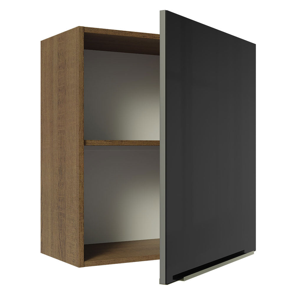 Armário Aéreo Madesa Lux 60 cm 1 Porta Rustic/Preto