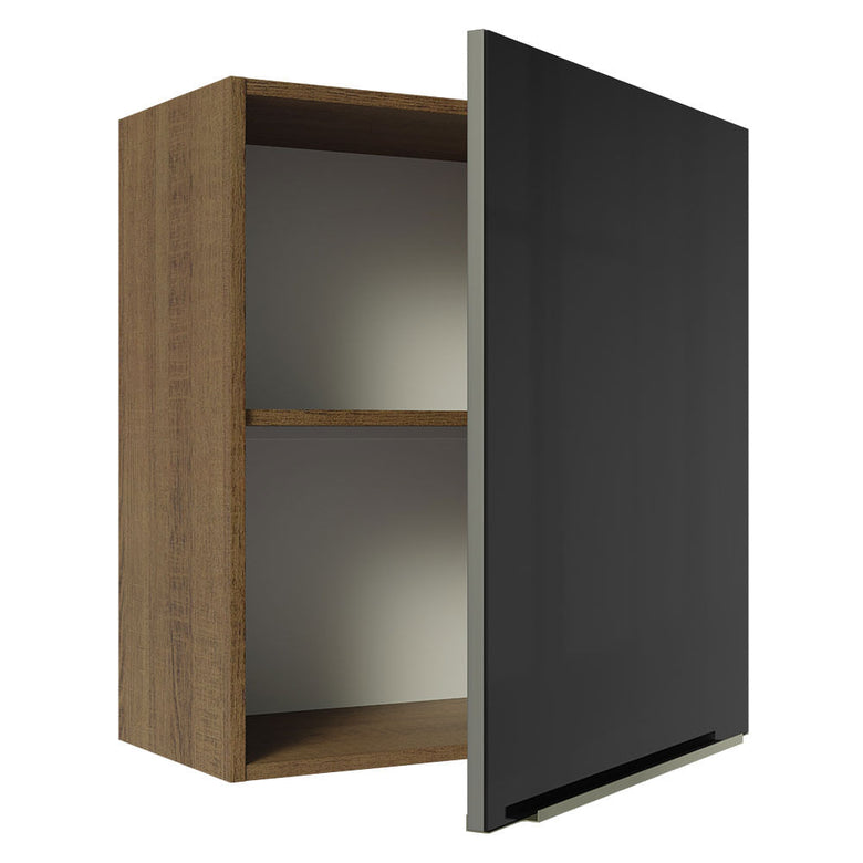 Armário Aéreo Madesa Lux 60 cm 1 Porta Rustic/Preto