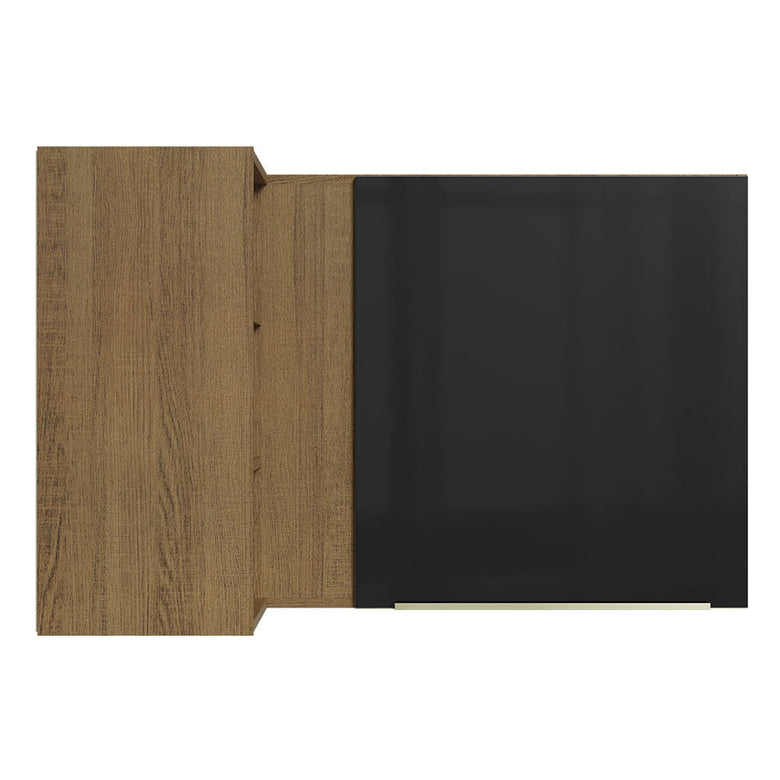 Armário Aéreo de Canto com Adega Acoplada Madesa Lux 1 Porta Rustic/Preto