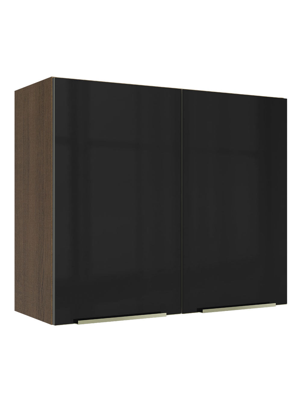 Armário Aéreo Madesa Lux 80 cm 2 Portas Rustic/Preto - Rustic/Preto