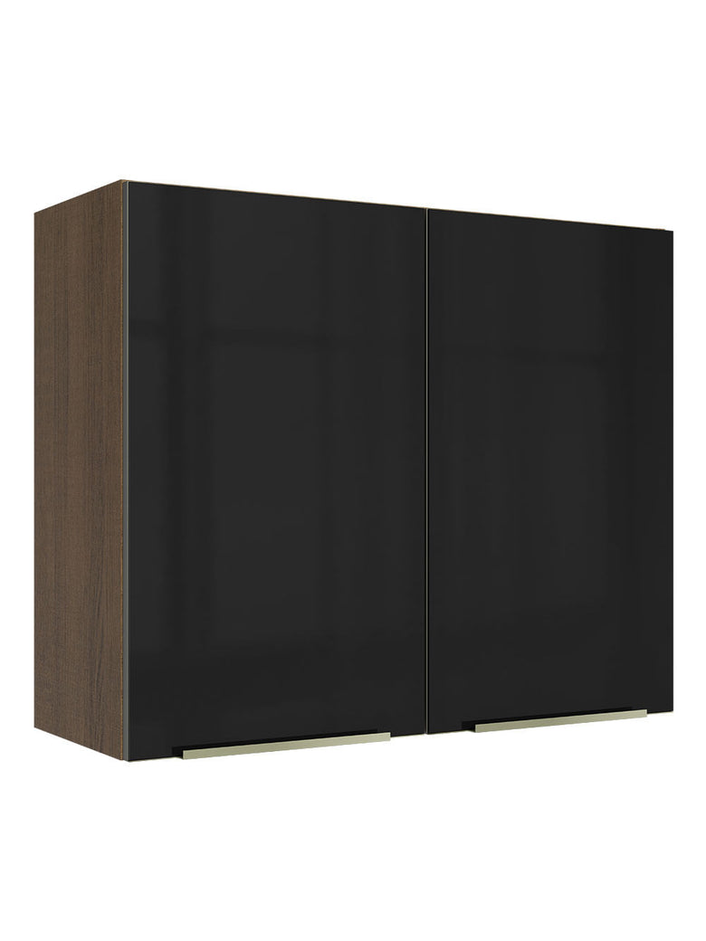 Armário Aéreo Madesa Lux 80 cm 2 Portas Rustic/Preto