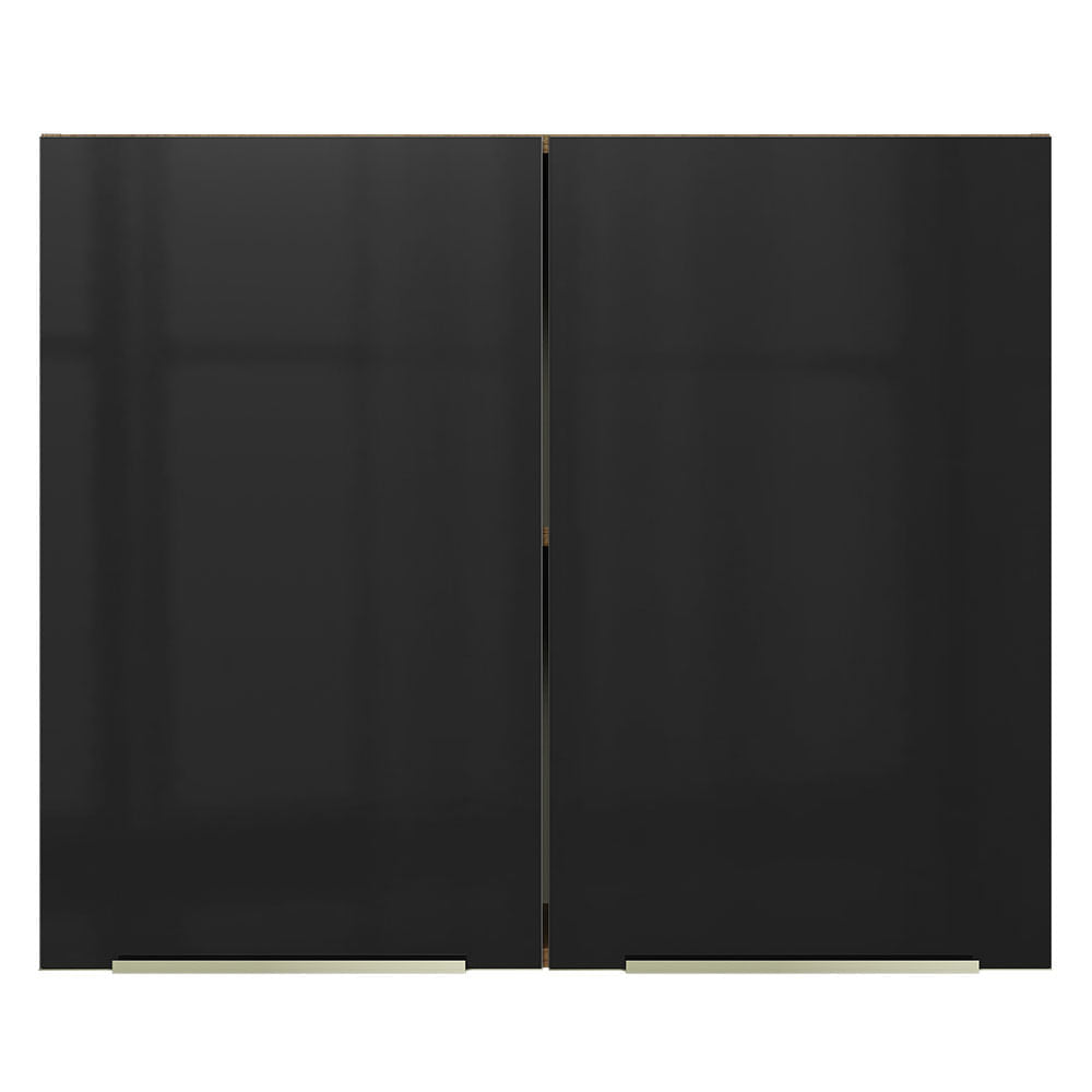 Armário Aéreo Madesa Lux 80 cm 2 Portas Rustic/Preto