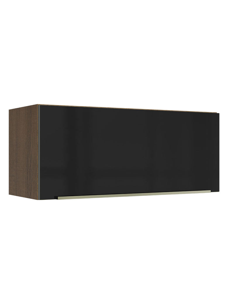 Armário Aéreo Madesa Lux 80 cm 1 Porta Basculante Rustic/Preto