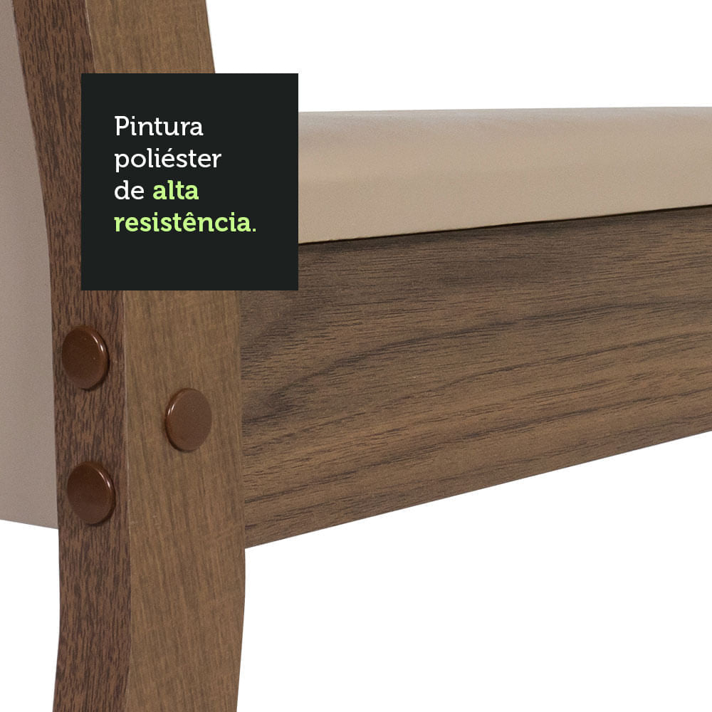 Kit 6 Cadeiras 4291 Madesa Rustic/Crema/Sintético Bege