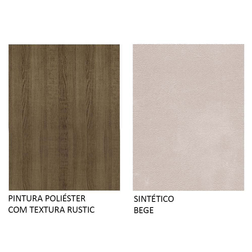 Kit 6 Cadeiras 4291 Madesa Rustic/Crema/Sintético Bege