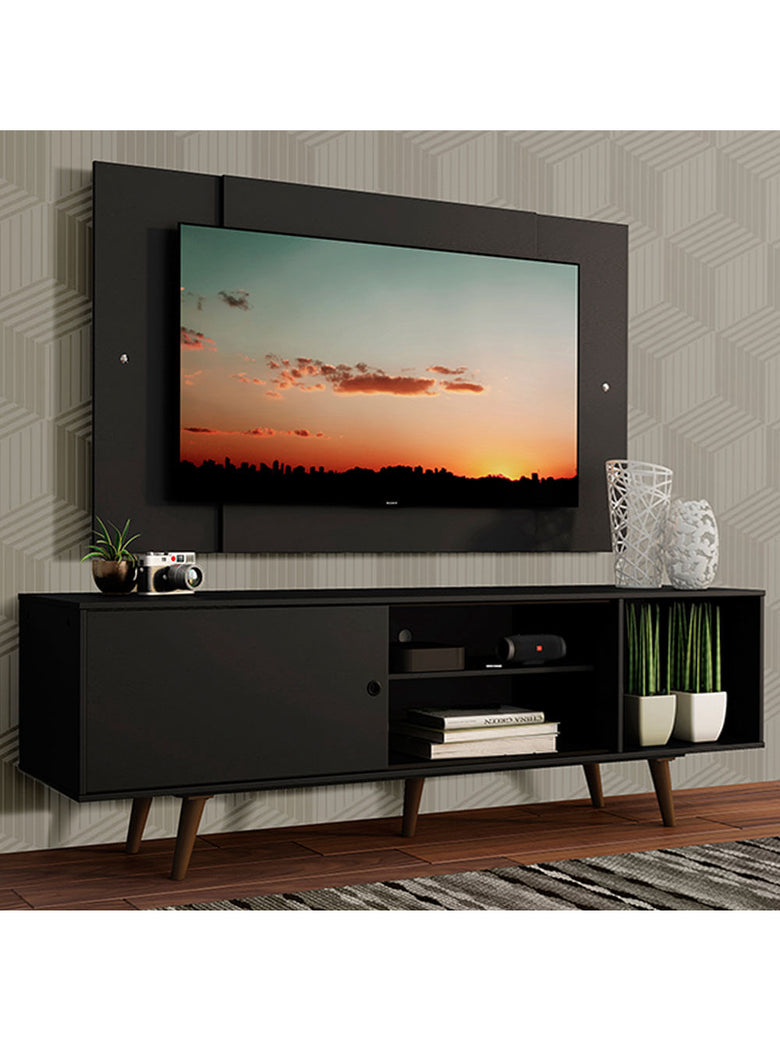 Rack Madesa Dubai com Pés e Painel para TV até 58 Polegadas Preto/Rustic 8ND8