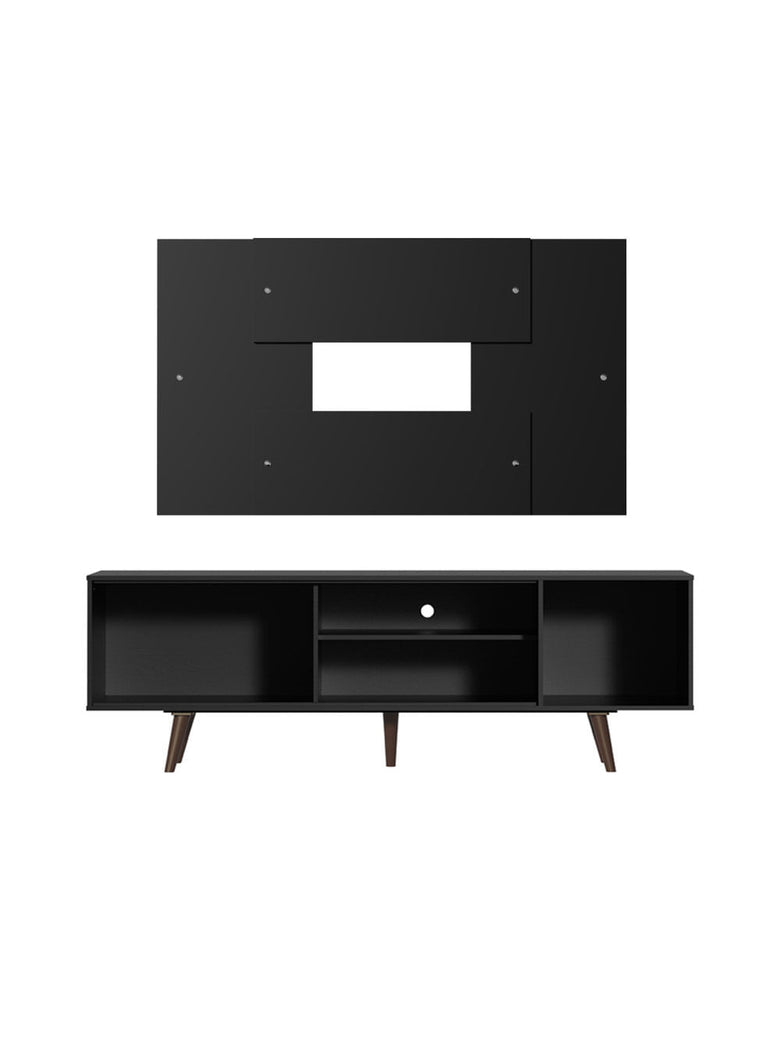 Rack Madesa Dubai com Pés e Painel para TV até 58 Polegadas Preto/Rustic 8ND8