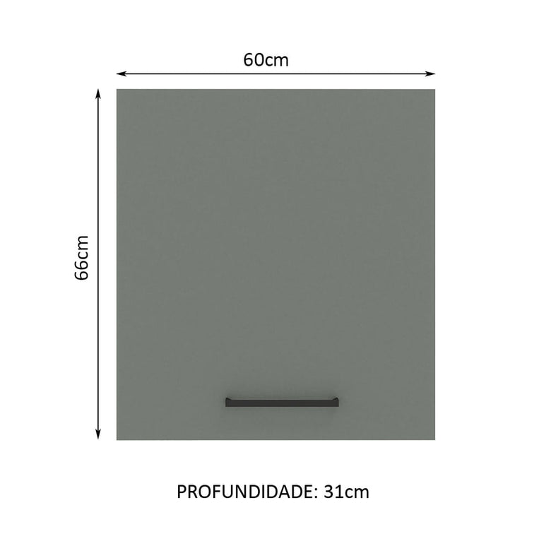 Armário Aéreo Madesa Agata 60 cm 1 Porta Branco/Cinza