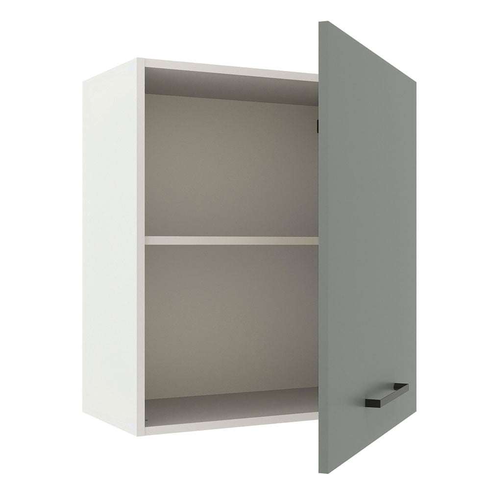 Armário Aéreo Madesa Agata 60 cm 1 Porta Branco/Cinza