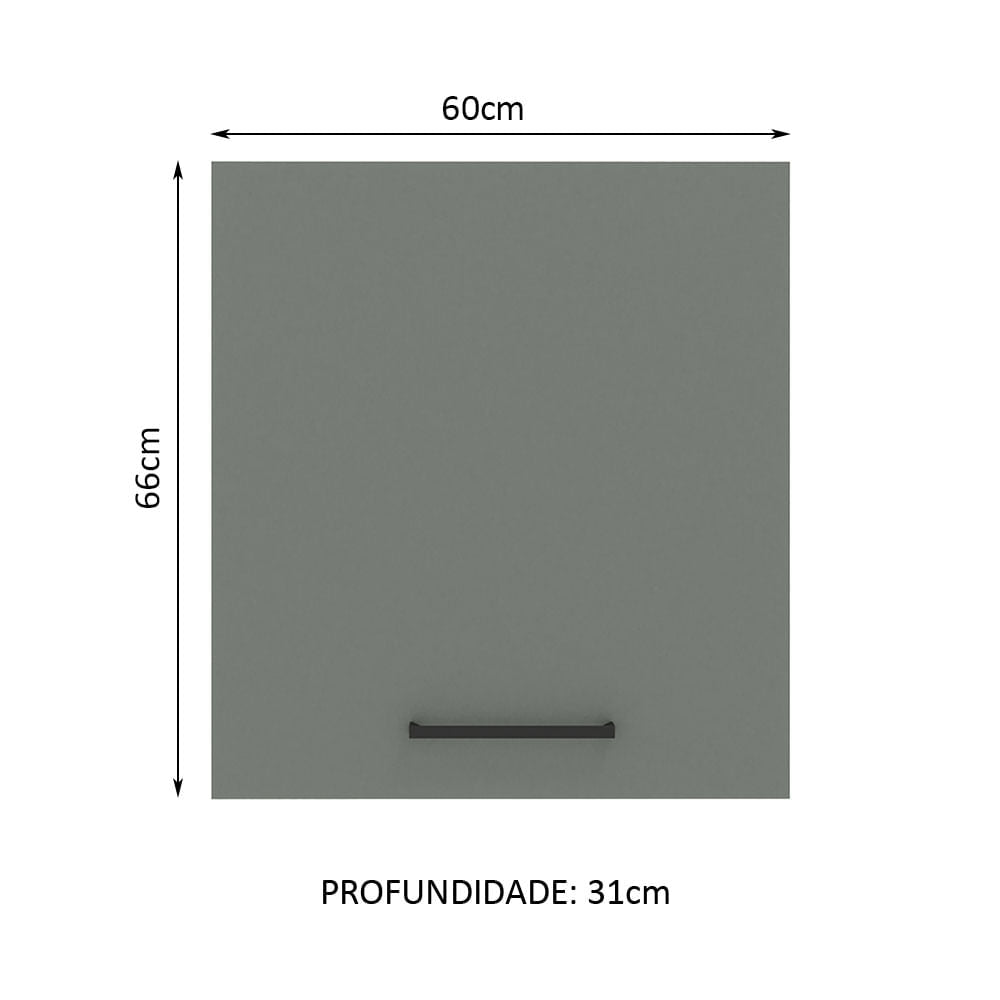 Armário Aéreo Madesa Agata 60 cm 1 Porta Rustic/Cinza - Rustic/Cinza