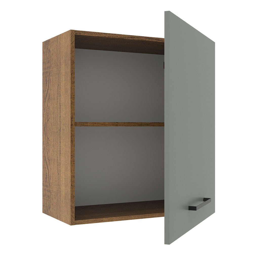 Armário Aéreo Madesa Agata 60 cm 1 Porta Rustic/Cinza