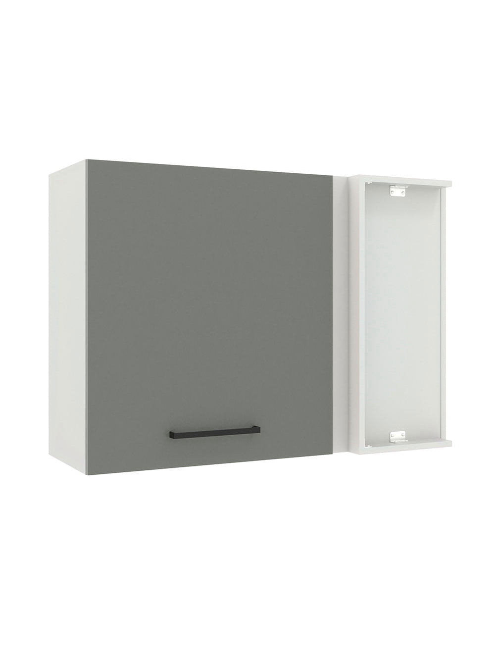 Armário Aéreo de Canto Madesa Agata 1 Porta Branco/Cinza - Branco/Cinza