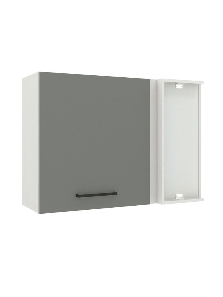 Armário Aéreo de Canto Madesa Agata 1 Porta Branco/Cinza