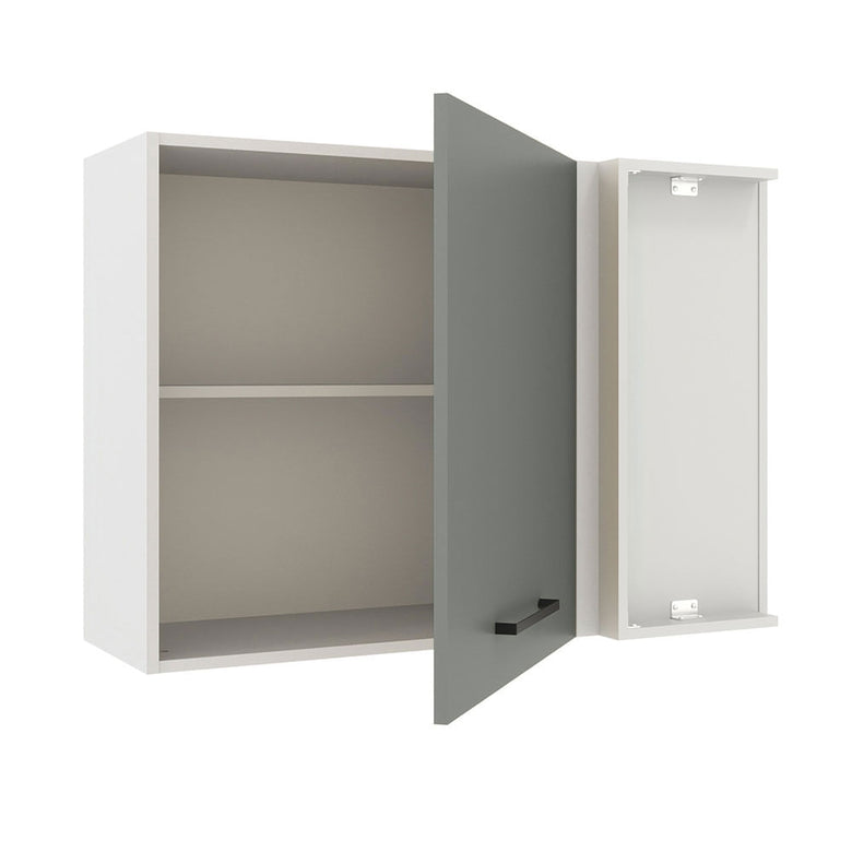 Armário Aéreo de Canto Madesa Agata 1 Porta Branco/Cinza