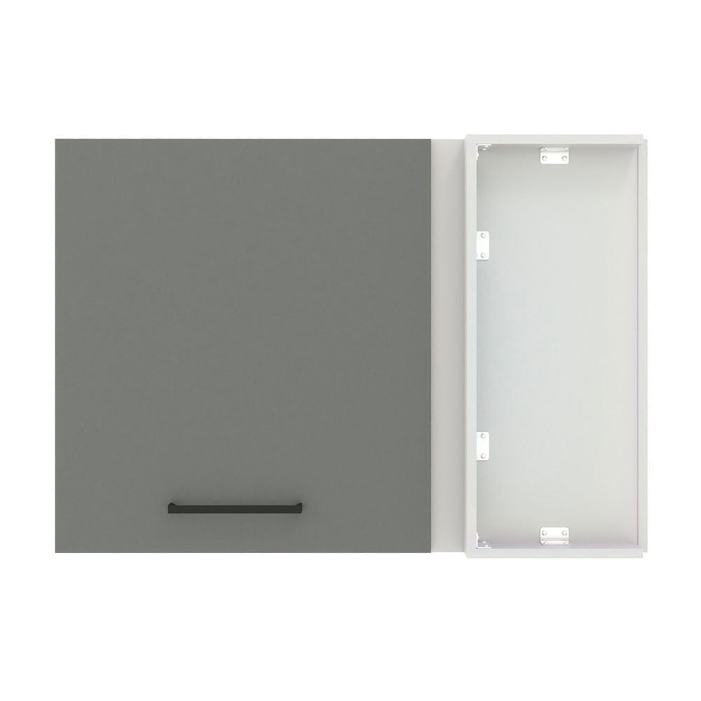 Armário Aéreo de Canto Madesa Agata 1 Porta Branco/Cinza