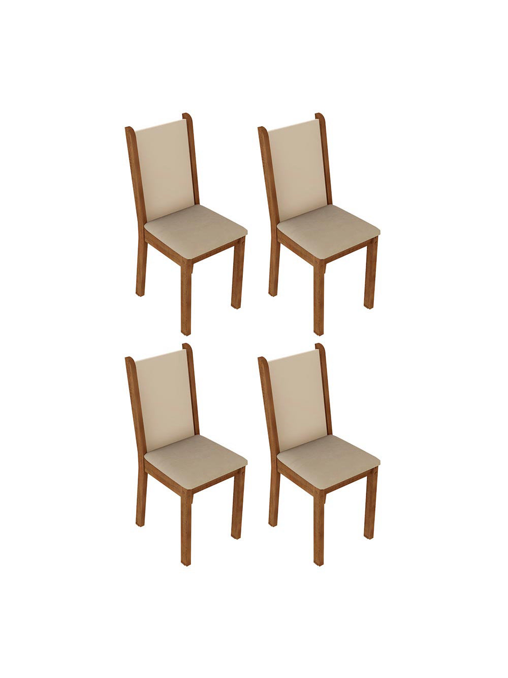 Kit 4 Cadeiras 4291 Madesa Rustic/Crema/Sintético Bege - Rustic/Crema/Pérola