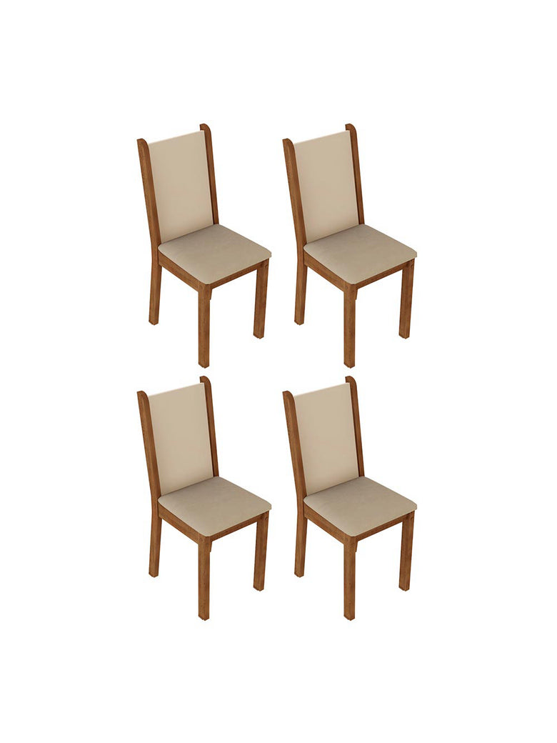 Kit 4 Cadeiras 4291 Madesa Rustic/Crema/Sintético Bege