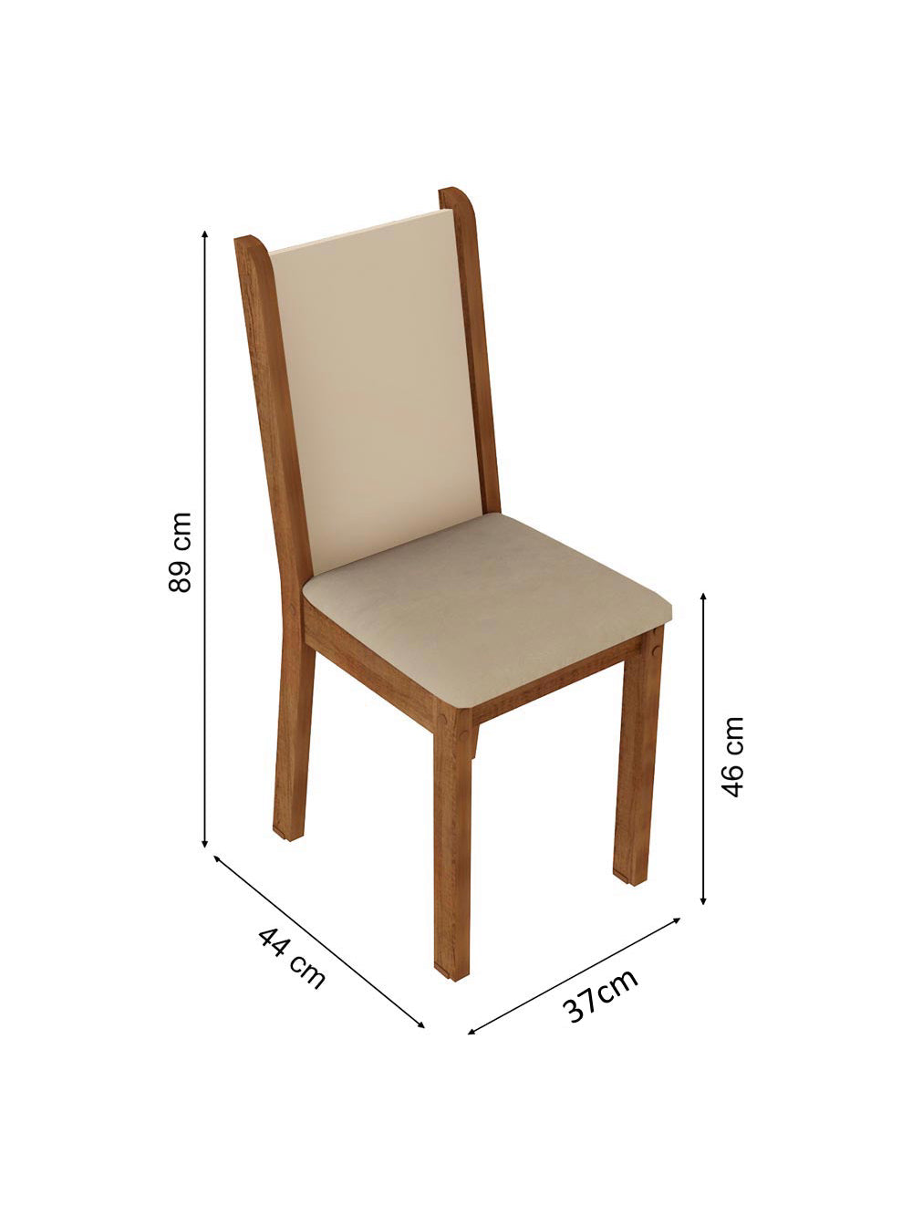 Kit 4 Cadeiras 4291 Madesa Rustic/Crema/Sintético Bege
