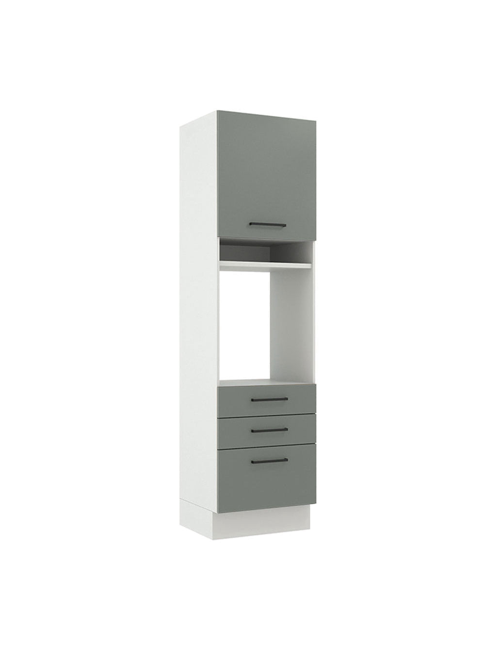 Torre Quente Madesa Agata 60 cm 1 Porta 3 Gavetas Branco/Cinza - Branco/Cinza