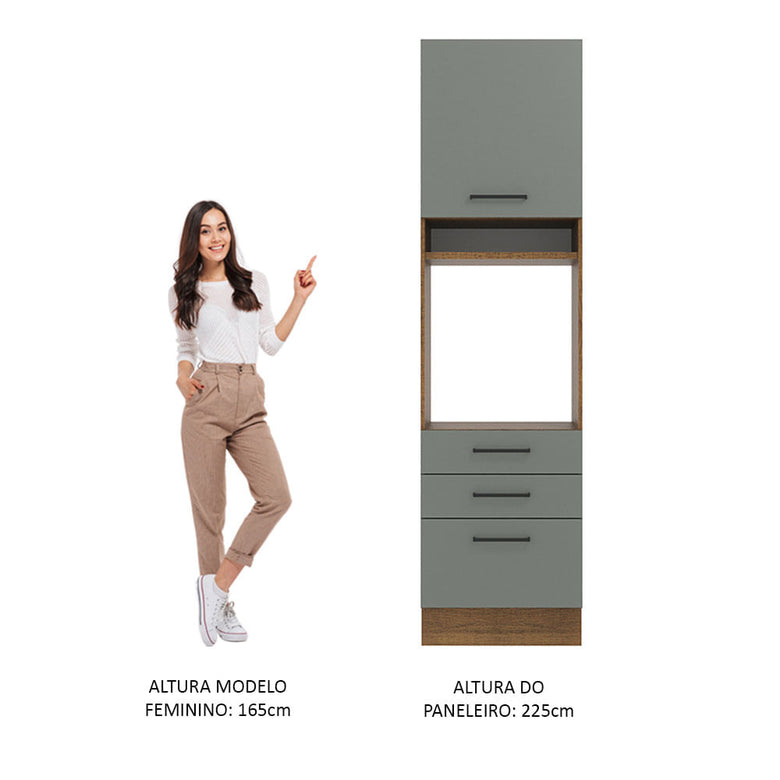 Torre Quente Madesa Agata 60 cm 1 Porta 3 Gavetas Rustic/Cinza