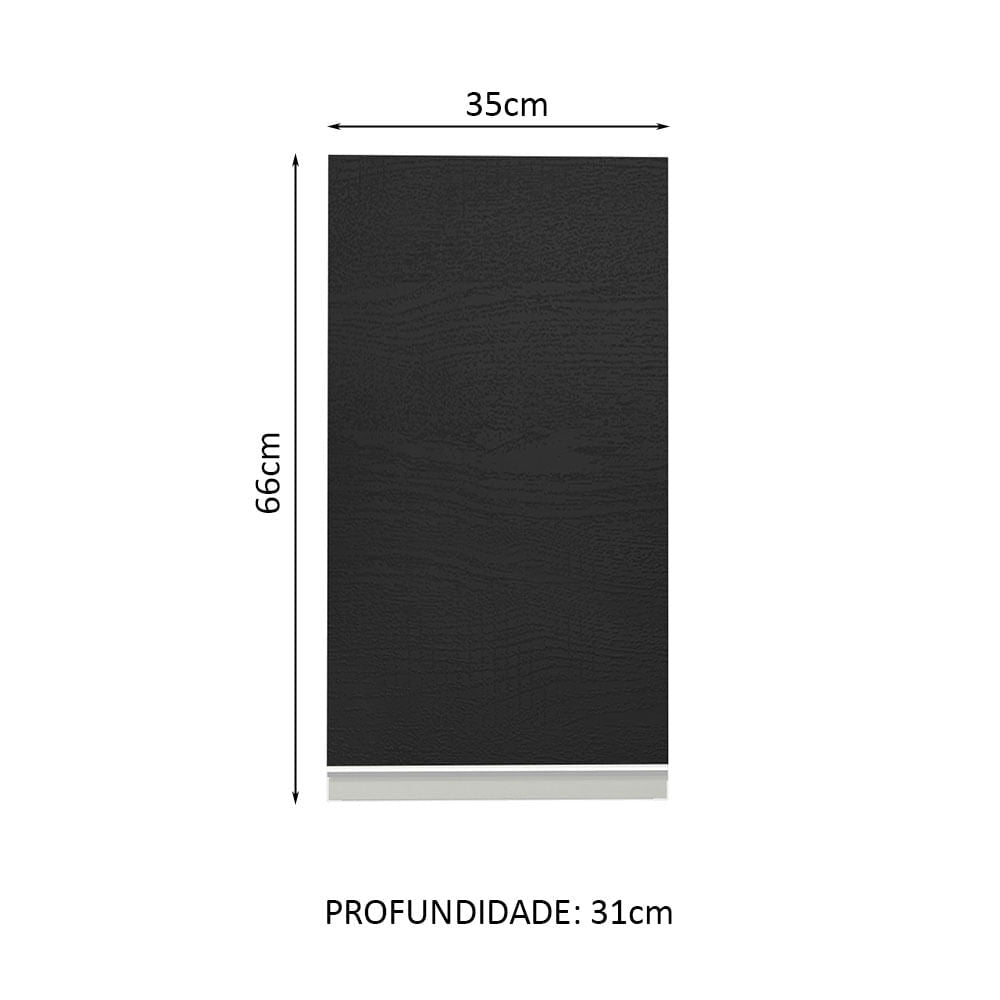 Armário Aéreo Madesa Glamy 35 cm 1 Porta Branco/Preto - Branco/Preto