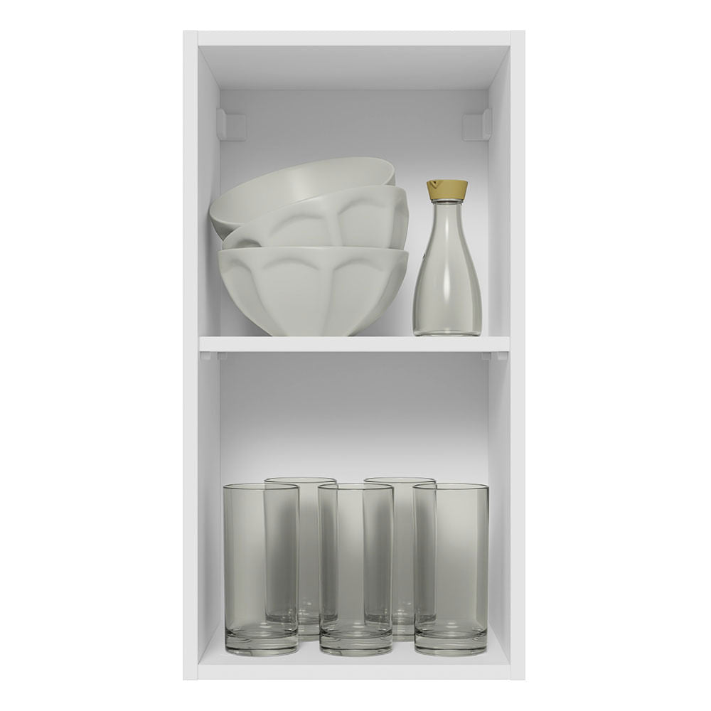 Armário Aéreo Madesa Glamy 35 cm 1 Porta Branco/Preto