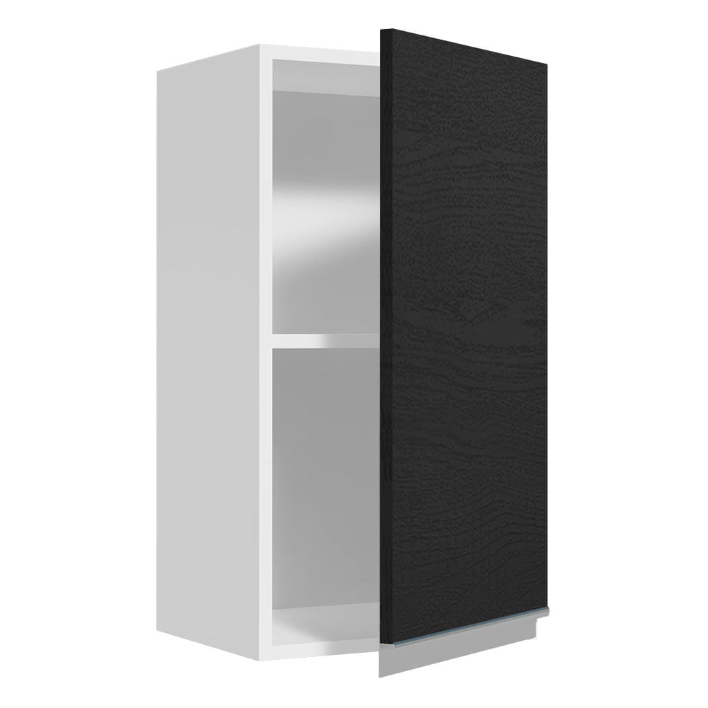 Armário Aéreo Madesa Glamy 35 cm 1 Porta Branco/Preto