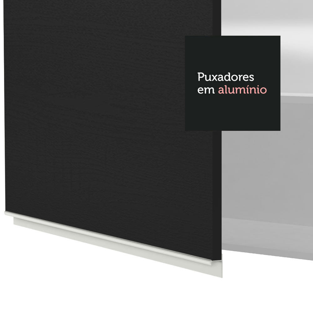 Armário Aéreo Madesa Glamy 35 cm 1 Porta Branco/Preto