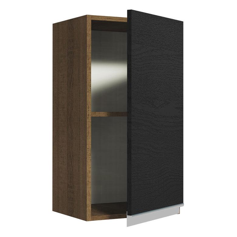 Armário Aéreo Madesa Glamy 35 cm 1 Porta Rustic/Preto