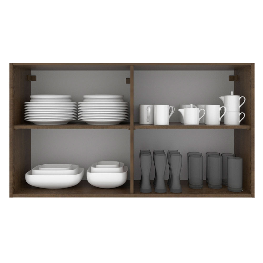 Armário Aéreo Madesa Stella 120 cm 2 Portas Rustic