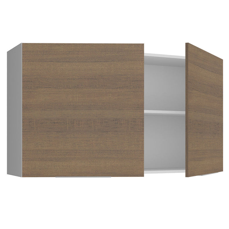 Armário Aéreo Madesa Stella 120 cm 2 Portas Branco/Rustic