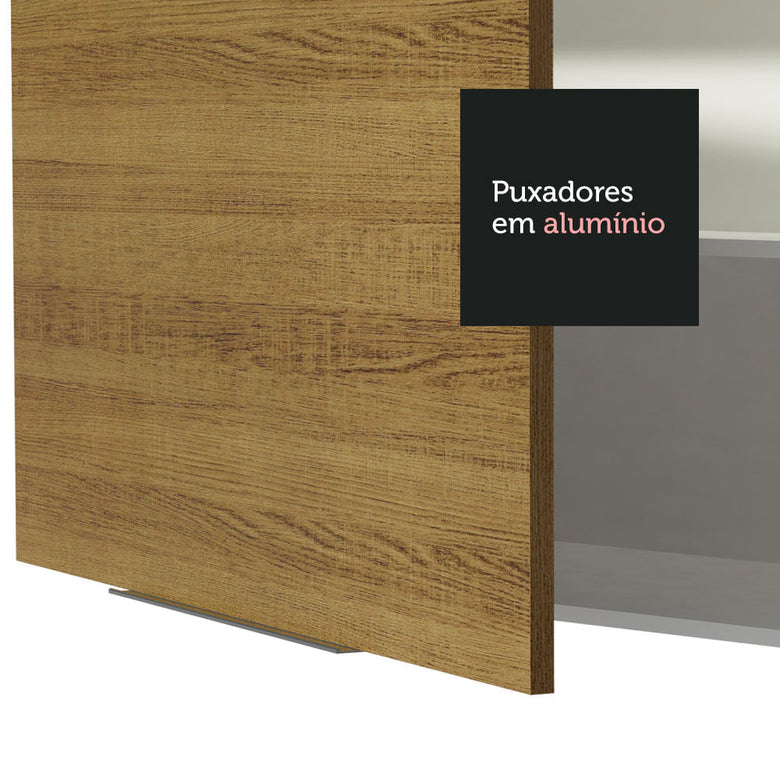Armário Aéreo Madesa Stella 120 cm 2 Portas Branco/Rustic