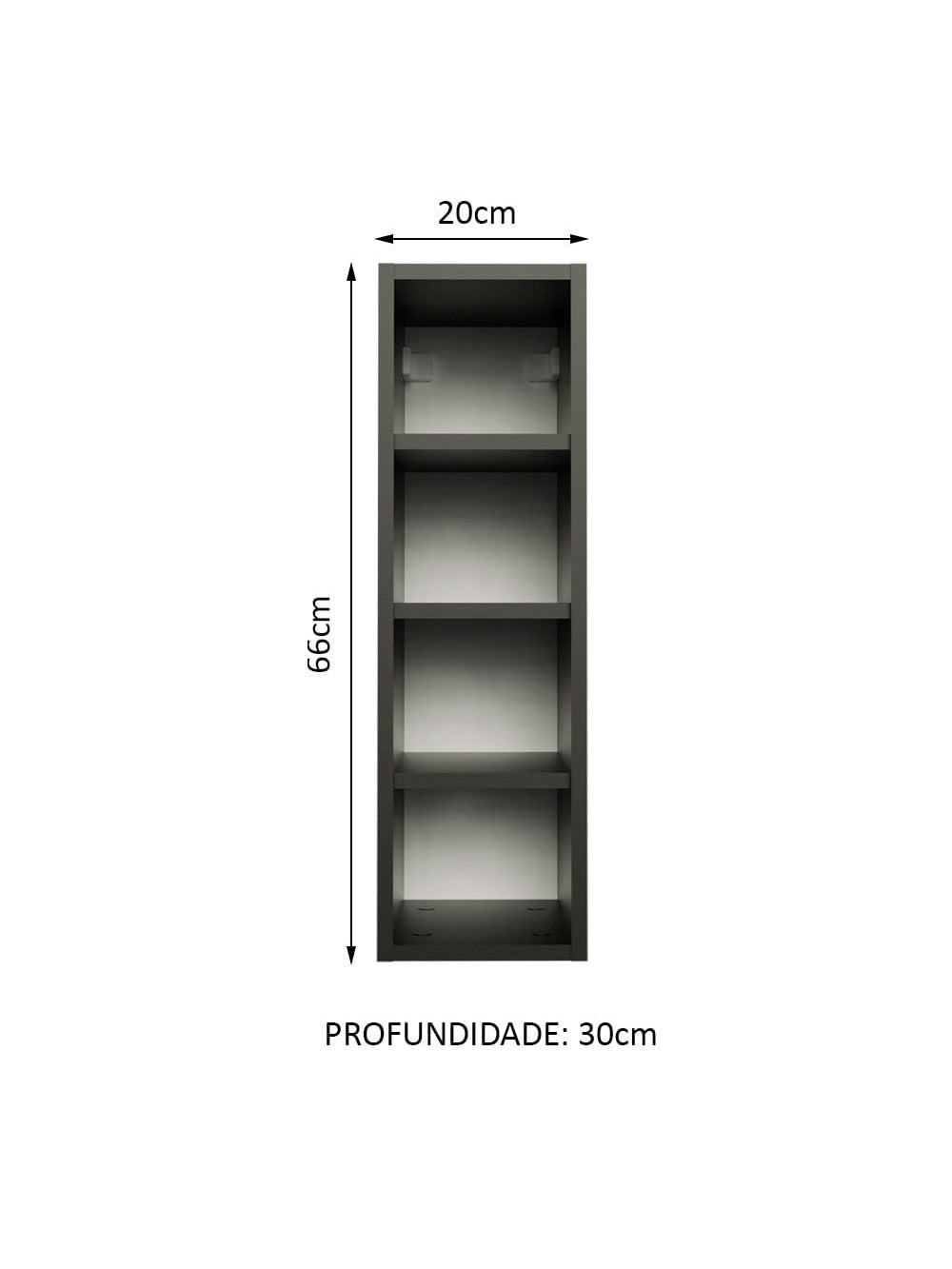 Adega 20 cm com 4 Nichos para Cozinhas Preto Madesa - Preto