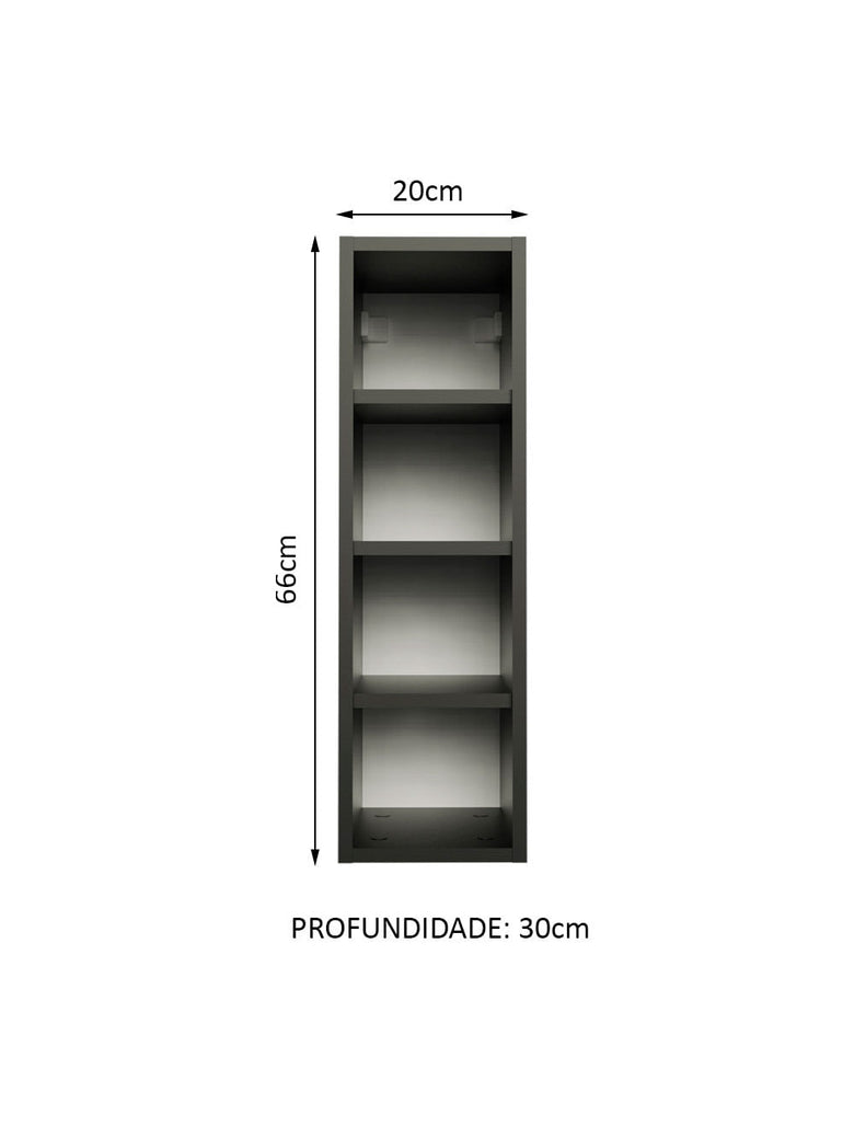 Adega 20 cm com 4 Nichos para Cozinhas Preto Madesa