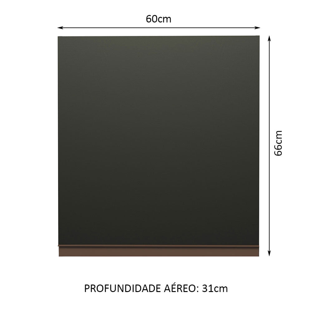 Armário Aéreo Madesa Reims 60 cm 1 Porta Preto - Preto