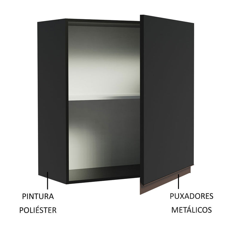 Armário Aéreo Madesa Reims 60 cm 1 Porta Preto
